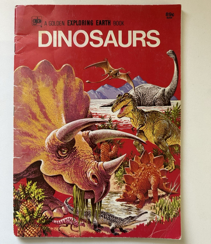 Vintage Golden Press Golden Exploring Earth Book Dinosaurs PB 1973 Illus