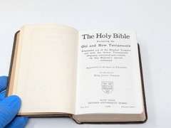 Vintage 1940s Miniature Holy Bible KJV Oxford Ruby 32mo Pocket Bible 40s