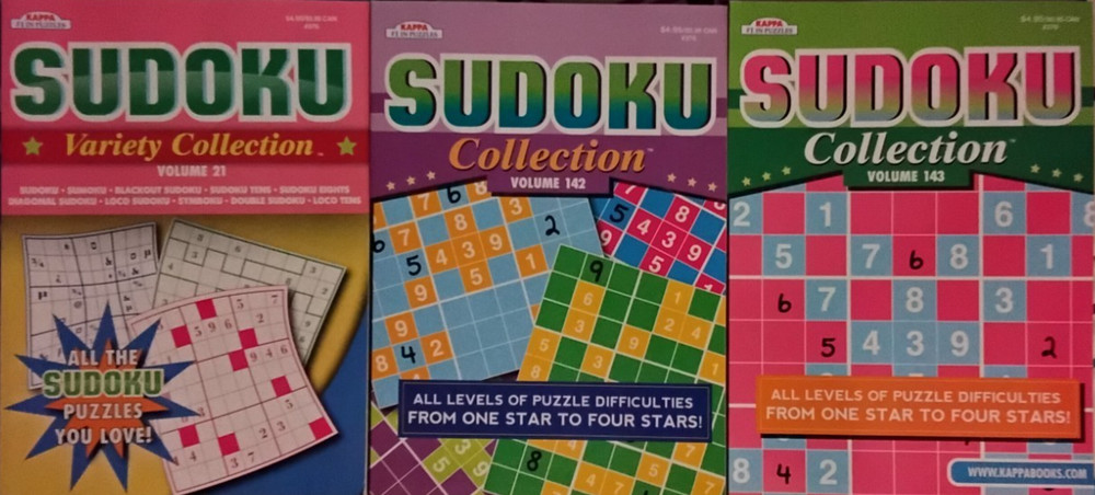 Sudoku Puzzle Books. Volumes 21, 142, & 143