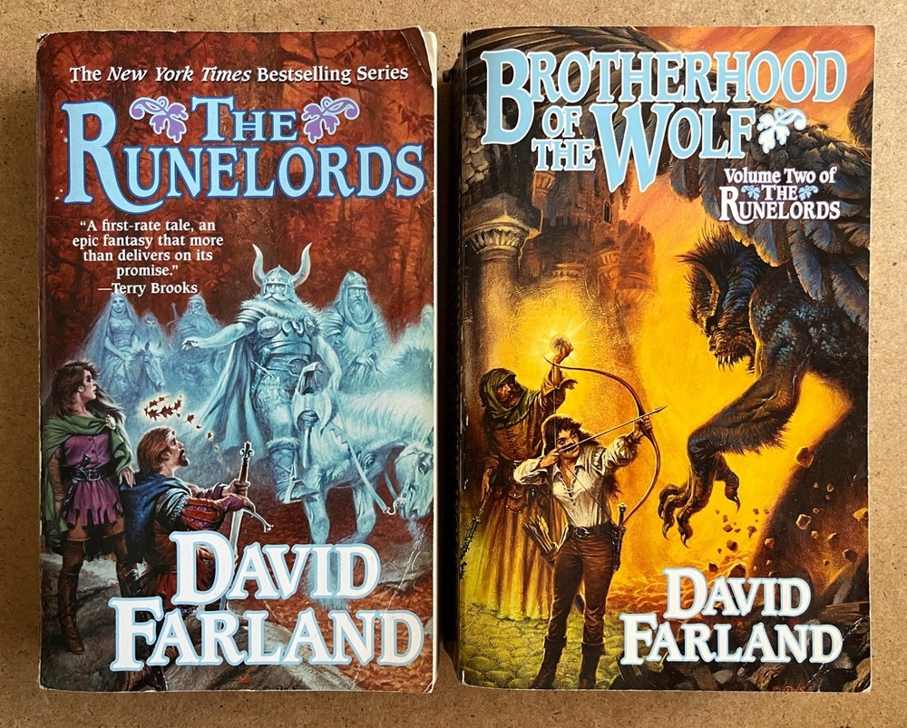 David Farland THE RUNELORDS + BROTHERHOOD OF THE WOLF (Bk 2) MM Paperback Lot