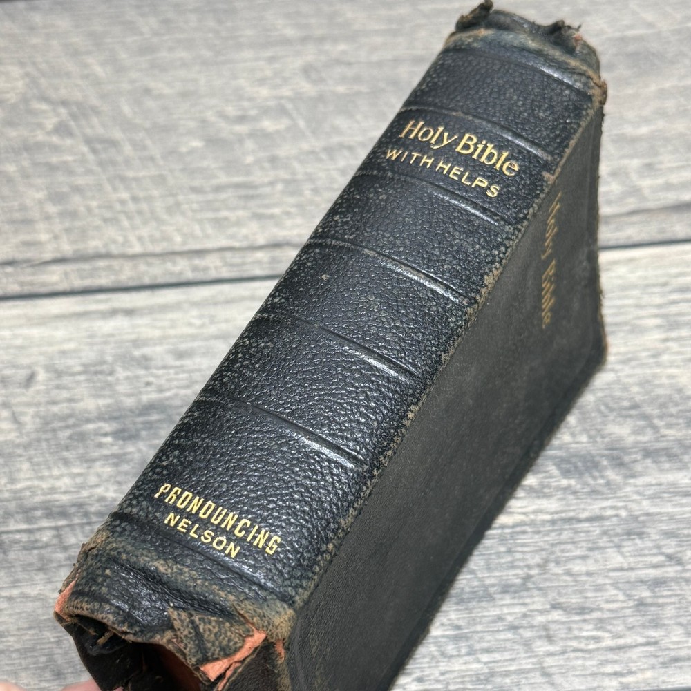 Holy Bible KJV With Helps Pronouncing Nelson 1930’s Black Face Type Color Maps
