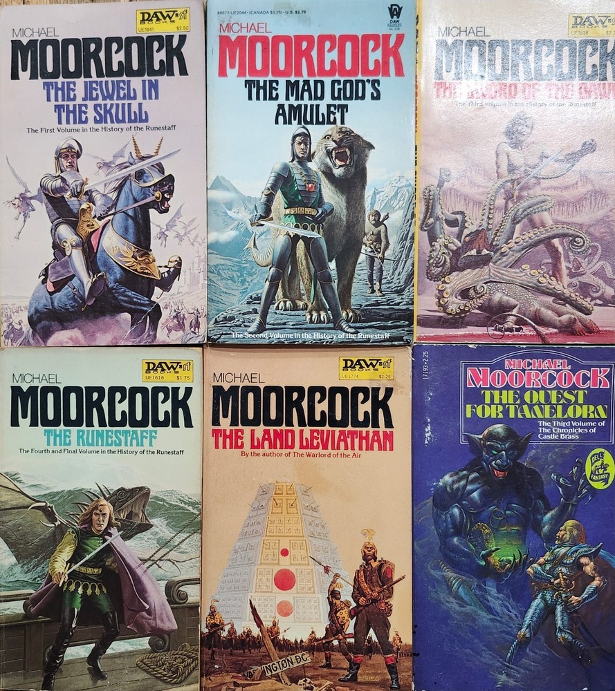 Lot 6 vintage Michael Moorcock DAW PB Books History of the Runestaff 1-4