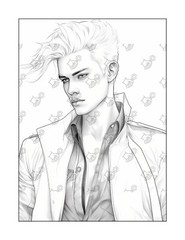 Model Portrait Coloring Book Pages for adults kids, coloring pages Stress Relief