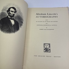 Abraham Lincoln’s Autobiography Robert Dale Richardson 1952 HC Beacon Press
