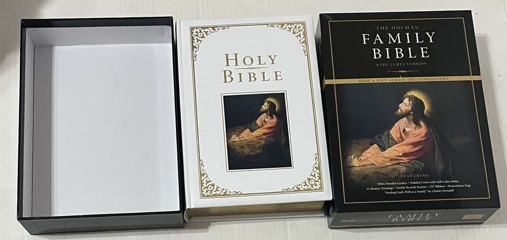 KJV Family Bible, Deluxe White Bonded Leather-Over-Board by Holman Bible Lk NEW