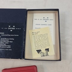 Vintage Pocket Size Oxford KJV TEXT BIBLE 01153x Red Leather Gilt Box