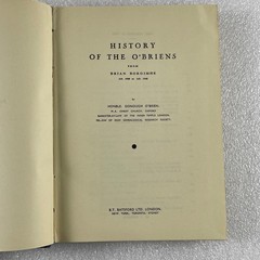 History of the O’BRIENS : from Brian Boroimhe A.D. 1000 to 1945 HCDJ illustrated
