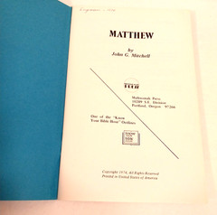 MATTHEW „Behold Your King” by John G. Mitchell 1974 PB