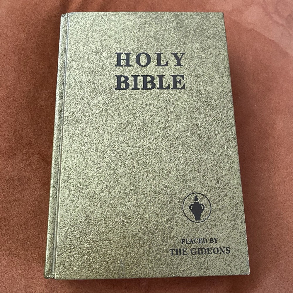 Holy Bible Placed by The Gideons King James Version 1985 Hardcover Gold GUC