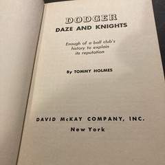 Dodgers Daze And Knights by Tommy Holmes 1953 1st Edition Hardcover Good B4
