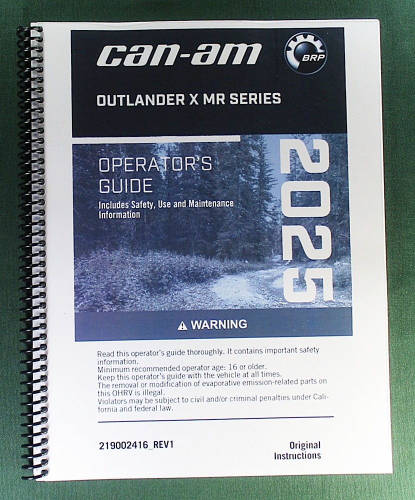 2025 Can-Am Outlander X MR 1000R Owner’s Manual: 392 Pages & Protective Covers