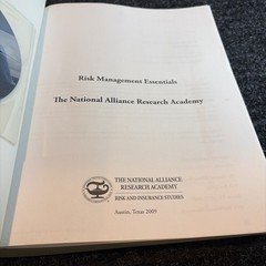 Risk Management Essentials By The National Alliance Research Academy 1st Ed