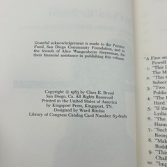 Turning the Pages Clara E. Breed 1983 Signed San Diego Public Library History