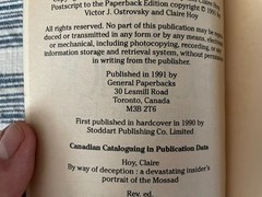 By Way of Deception, Ostrovsky/Hoy, Paperback 1st THUS, 1991 (Canada)
