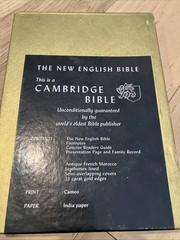 Oxford Cambridge NEB Cameo New English Bible Antique French Morocco Leather 54X