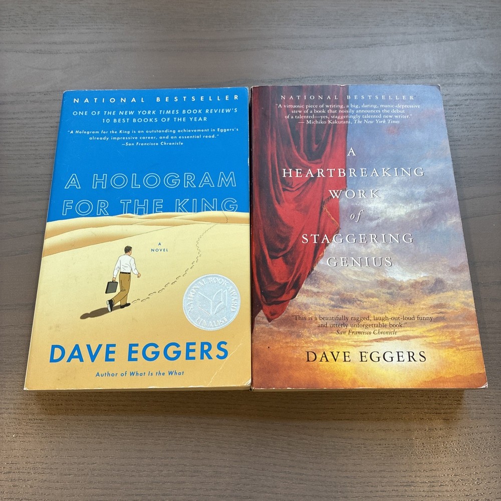 Dave Eggers Paperback Lot (2000, 2014) A Heartbreaking Work & Hologram For King