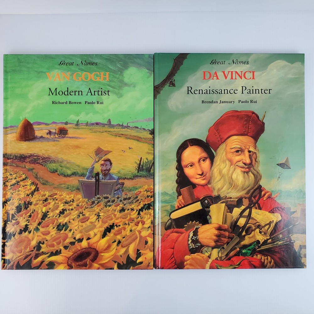 Lot of 2 Great Names Da Vinci Renaissance Painter and Van Gogh Modern Artist HC