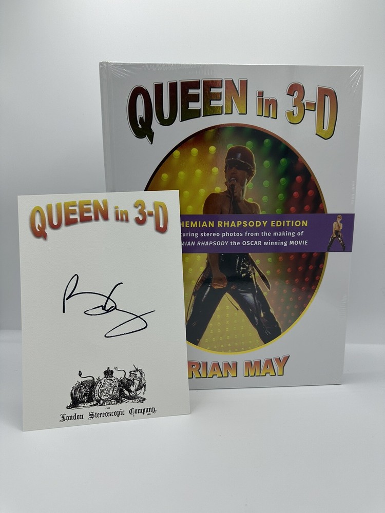 Brian May SIGNED BOOK Queen in 3-D BOHEMIAN RHAPSODY EDITION Hardcover