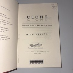 Clone : The Road to Dolly and the Path Ahead by Gina Bari Kolata (1997,…