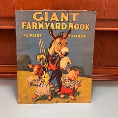 1936 Giant Farmyard Coloring Book – Partially Colored – 14 by 11 inches!