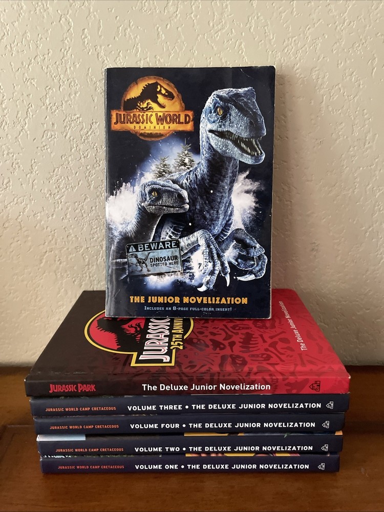 Lot of 6 Jurassic World – Camp Cretaceous Deluxe Junior Novelization 1-4 HC + 2