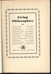 Living Philosophies-Series of Intimate Credos HB w/out dj-1931-334 pages