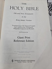 Holy Bible Reference Edition 1976 KJV Giant Print Thomas Nelson W/Bookmark
