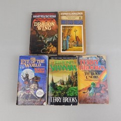 5pc Epic Fantasy Paperback Lot Weis Hickman Donaldson Terry Brooks Robert Jordan