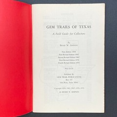 Gem Trails of Texas by Bessie W. Simpson Fourth Revised Edition 1973 GC 88 pages