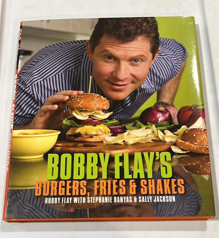 Bobby Flay Hand Signed Cookbook “ Burgers, Fries & Shakes”, 154 Pages, HC