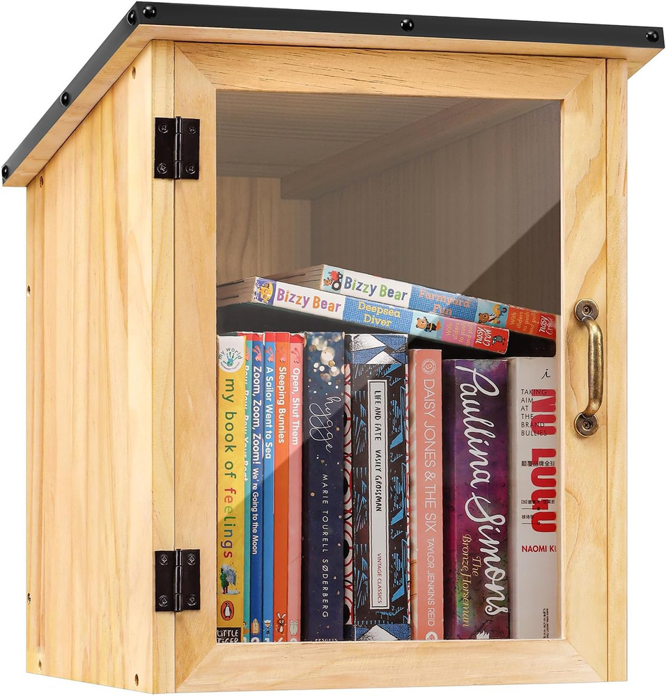 Little Library Box Outdoor, Waterproof Outdoor Library Book Box, Little Wood Cab