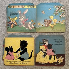 6 Vtg 1940’s Children’s Books Fuzzy Wuzzy series Bunny Puppy Kitten Pony Duck