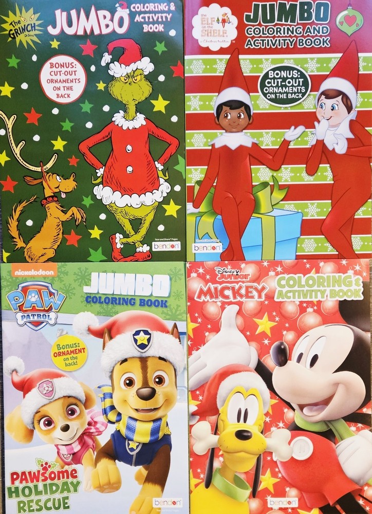 Christmas Holiday Coloring & Activity Books Lot Of 4 Popular Kid’s Characters