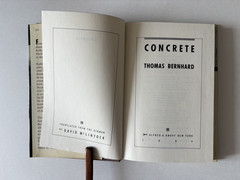 Thomas Bernhard / CONCRETE 1st US Edition (1984) Hardcover