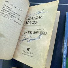 Lot of Young Adult Books- Autographed Maniac Magee, Jerry Spinelli, Louis Sachar