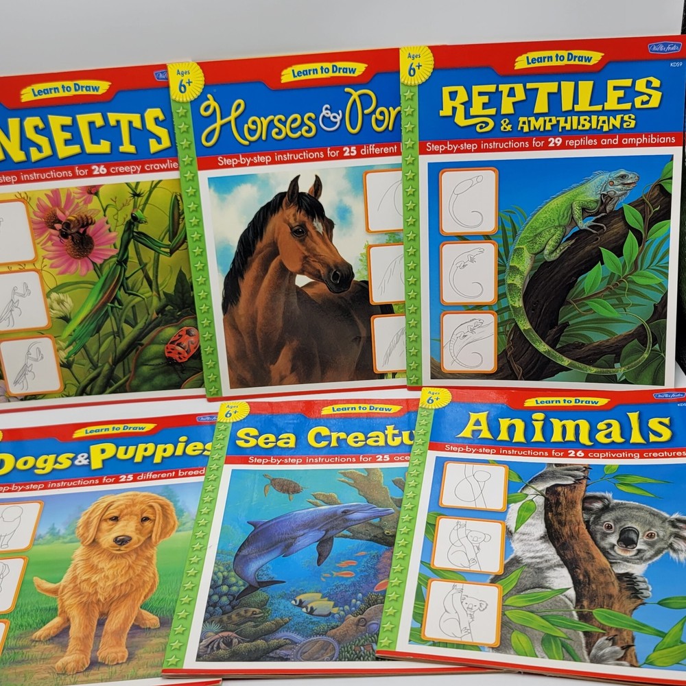 Learn to Draw Books Dogs Puppies Animals Horses Lot 6 Walter Foster Children