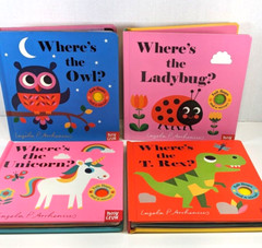 Lot of 4 Nosy Crow Board Books~Where’s Unicorn/T.Rex/Ladybag/Owl