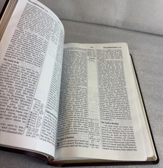 NCV Center Column Reference Bible Burgundy Bonded Leather Red Letter