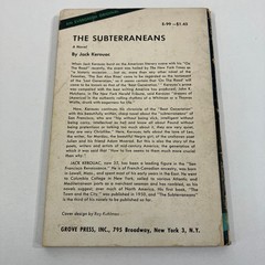 The Subterraneans Jack Kerouac Grove Evergreen Edition 1958 VTG PB 2nd Printing