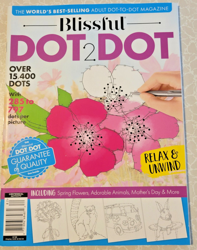 BLISSFUL DOT 2 DOT Relax & Unwind 32 ORIGINAL DESIGNS! Flowers, Animals & More!