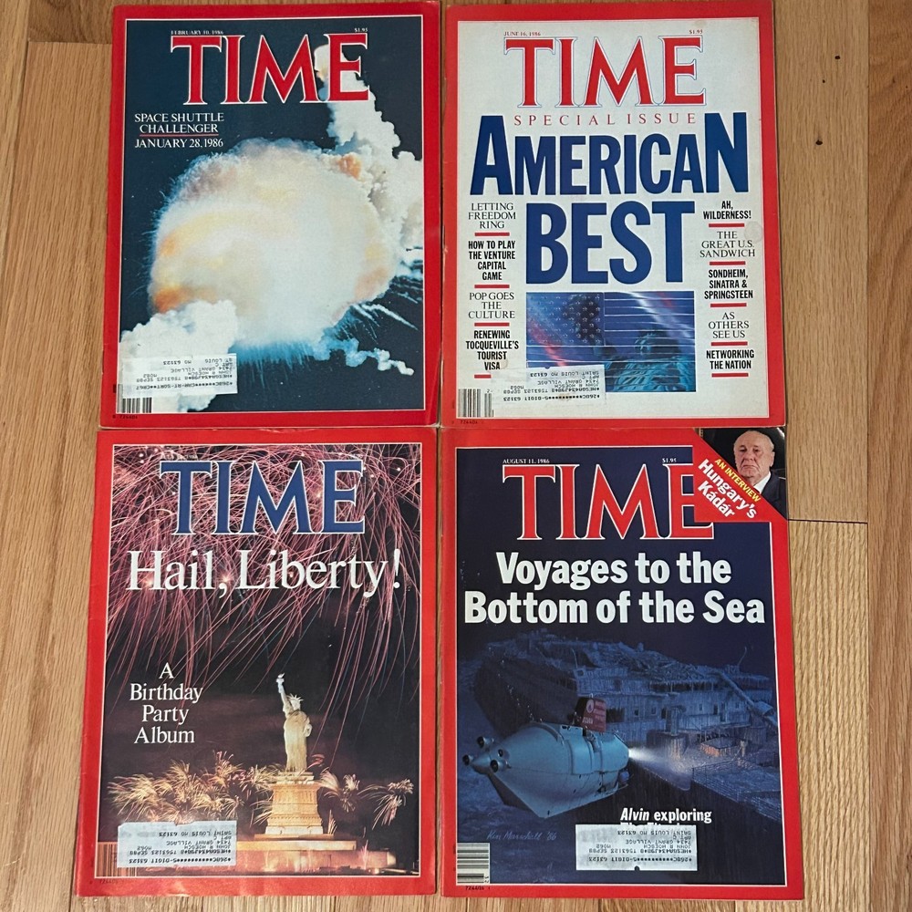 Vintage TIME Magazine 1986 Lot of 4 Challenger Space Titanic Liberty