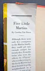 FIVE LITTLE MARTINS Caroline Van Buren 1936 Children’s adventure novel 244 pages