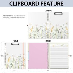 Spiral Clipboard Folio with Refillable Lined Notepad, 14.5 x 9.8 In, Hardcove…