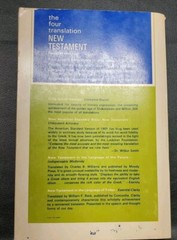 THE FOUR TRANSLATION NEW TESTAMENT PARALLEL EDITION 1966 KING JAMES Iversen Vtg.