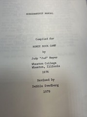 1979 Horsemanship Manual “Honey Rock Camp” Wheaton, IL. By Judy Meyer 32 Pages