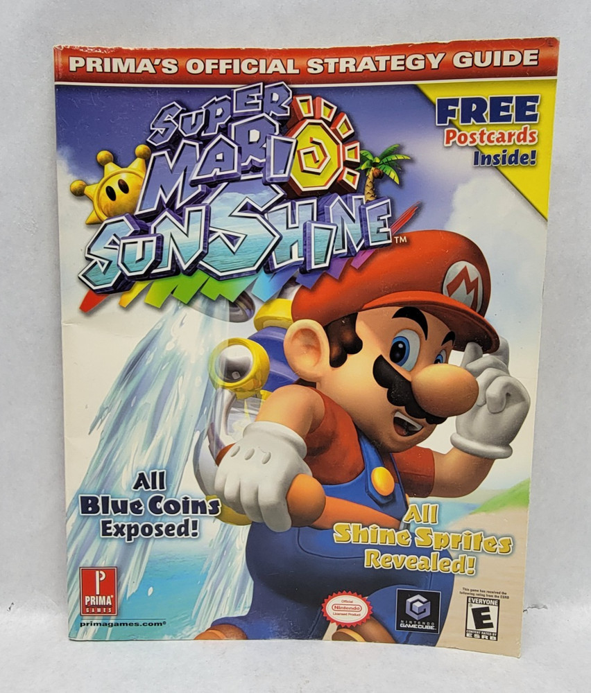2002 Gamecube Super Mario Sunshine Official Prima Strategy Guide w/ Postcards