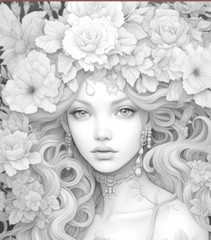 Adult Coloring Pages Bundle Flower Girls bundle 280 Printable Pages