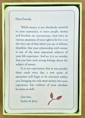 Money and The Law Of Attraction Cards Esther Jerry Hicks 60-Card Deck Hay House