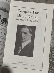 Recipes for Mixed Drinks by Ensslin, Hugo R.100 Year Anniversary Limited Edition