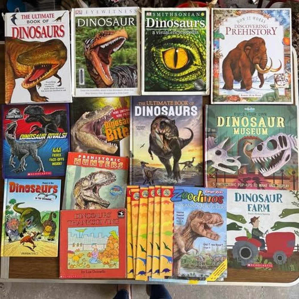 Huge Lot of Kids Dino Books DK Eyewitness Dinosaur, Smithsonian, Jurassic World